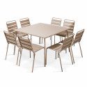Table de jardin carrée 120 x 120 cm et 8 chaises en métal (1/6)