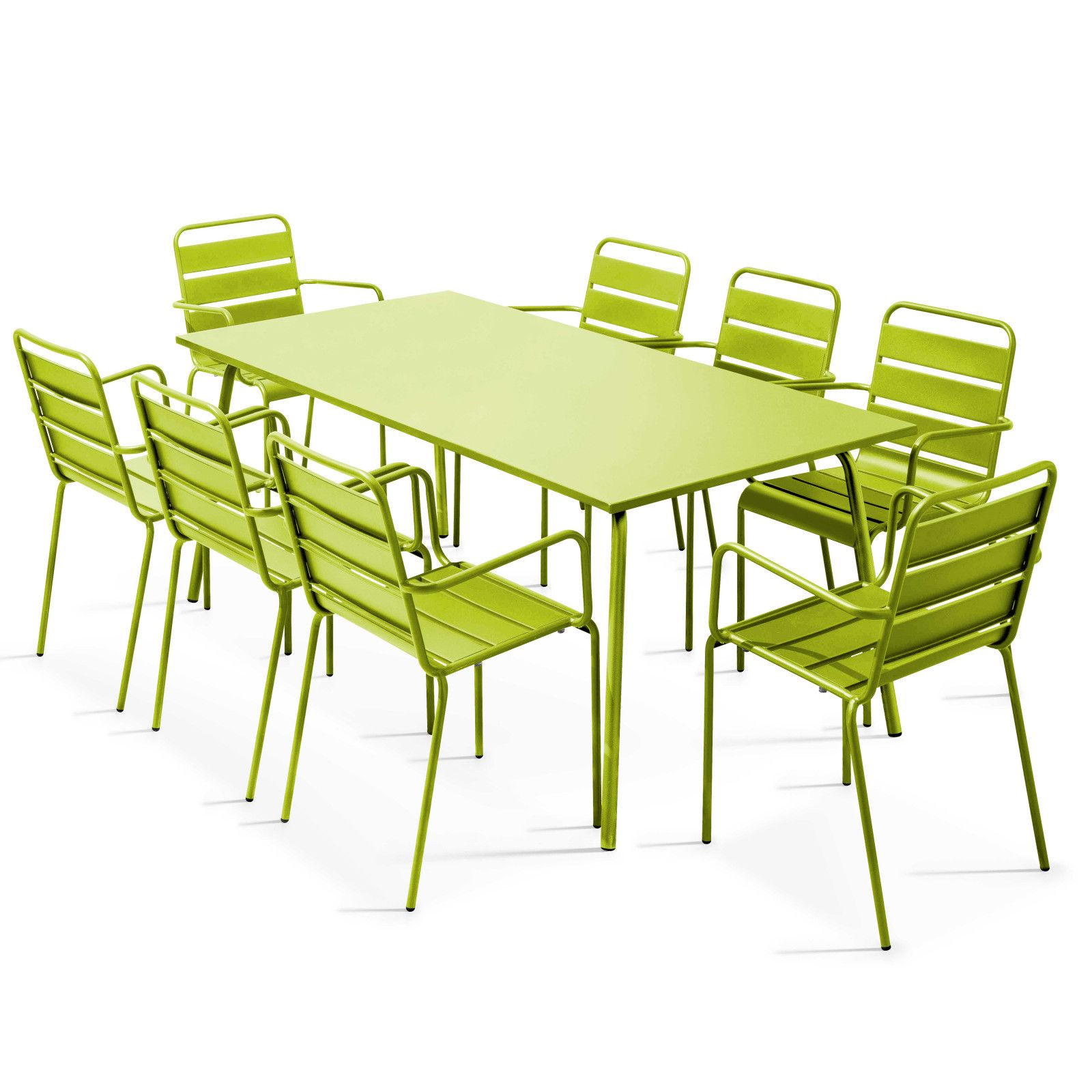 Table de jardin en métal et 8 fauteuils  Oviala
