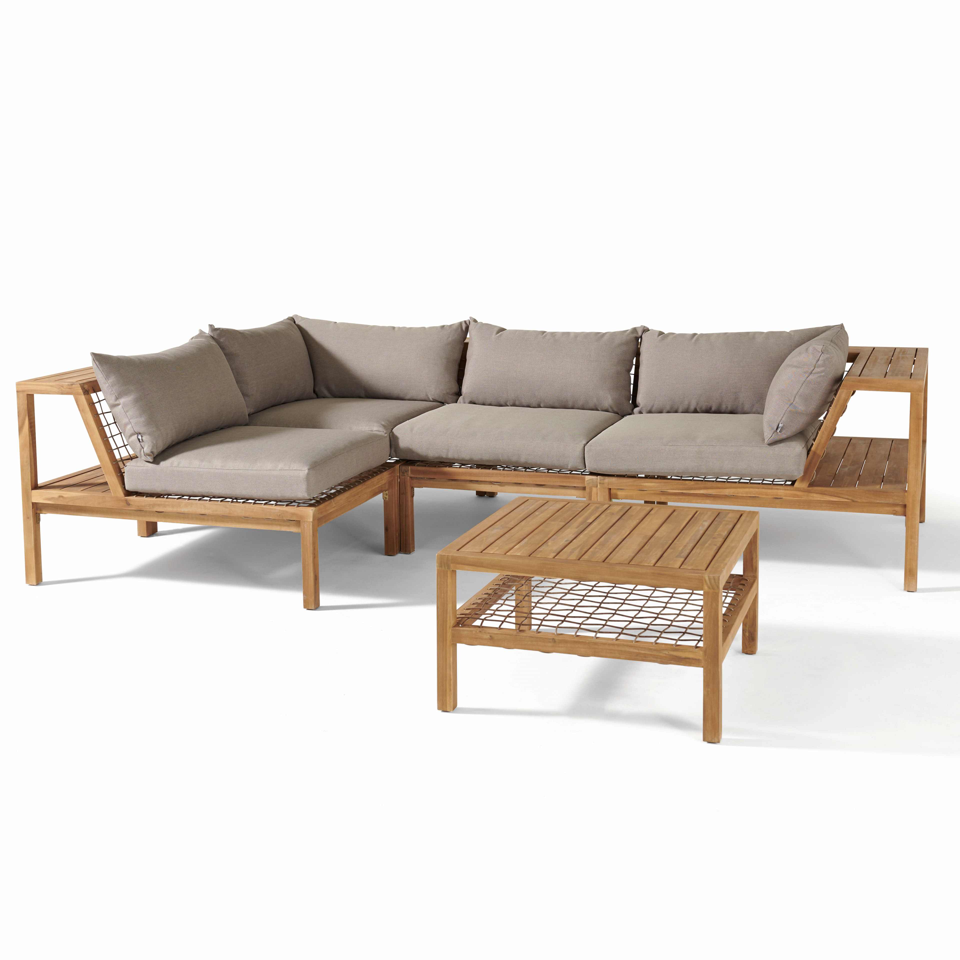 Fauteuil de jardin en bois d'acacia et coussins déhoussables  Oviala