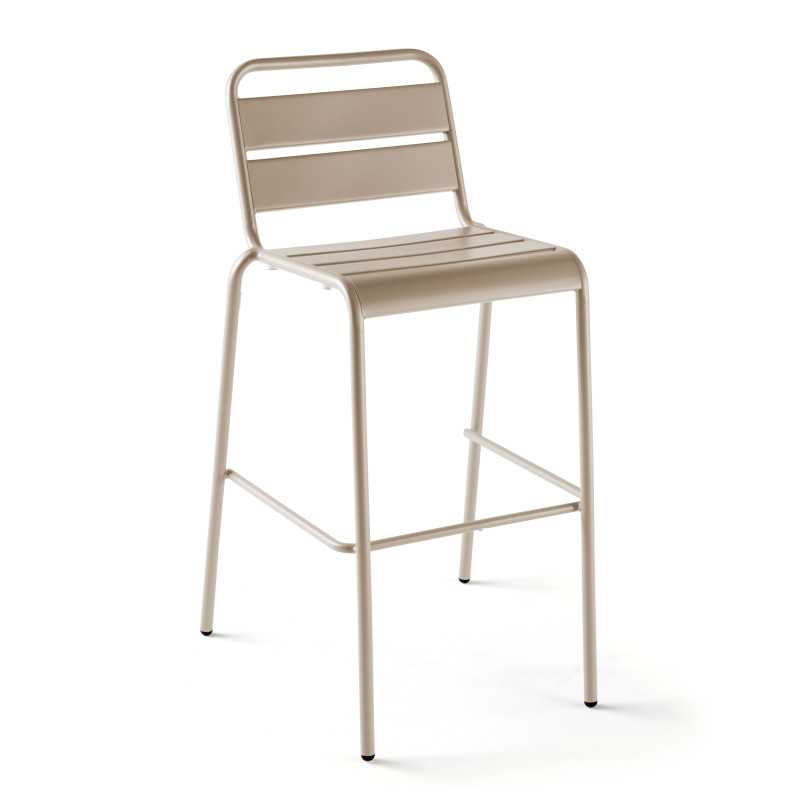 Tabouret en métal avec dossier TAUPE