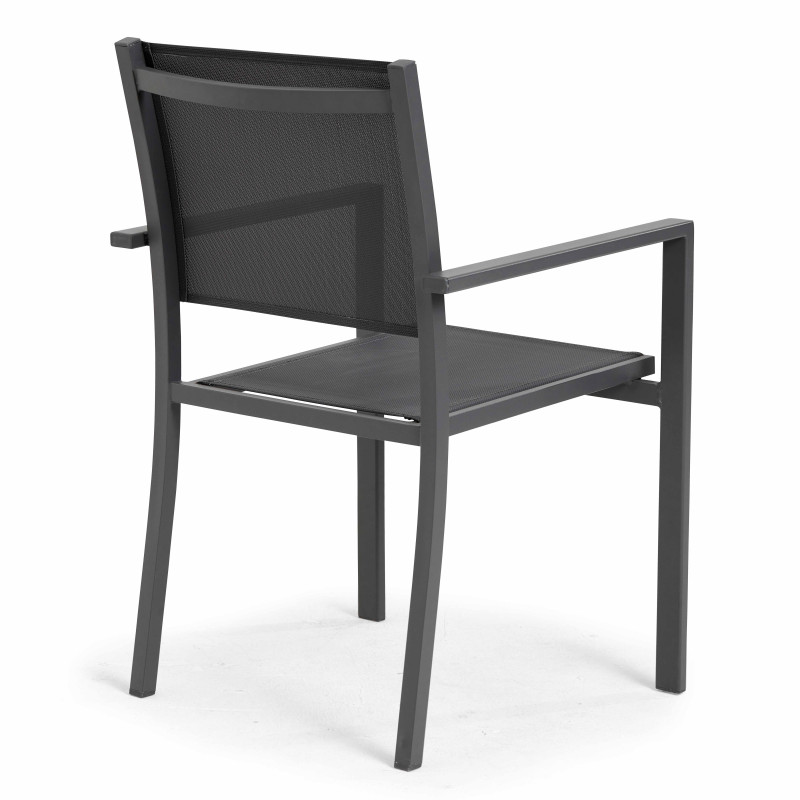 Chaise de jardin avec accoudoirs en aluminium et textilèn