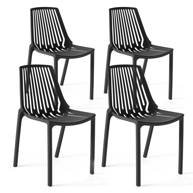 Lot de 4 chaises de jardin en plastique design et robuste | Oviala