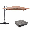 Ensemble parasol déporté carré 250g/m² (3 x 3M) rotatif 360° + Dalle à lester sur roues 110 L