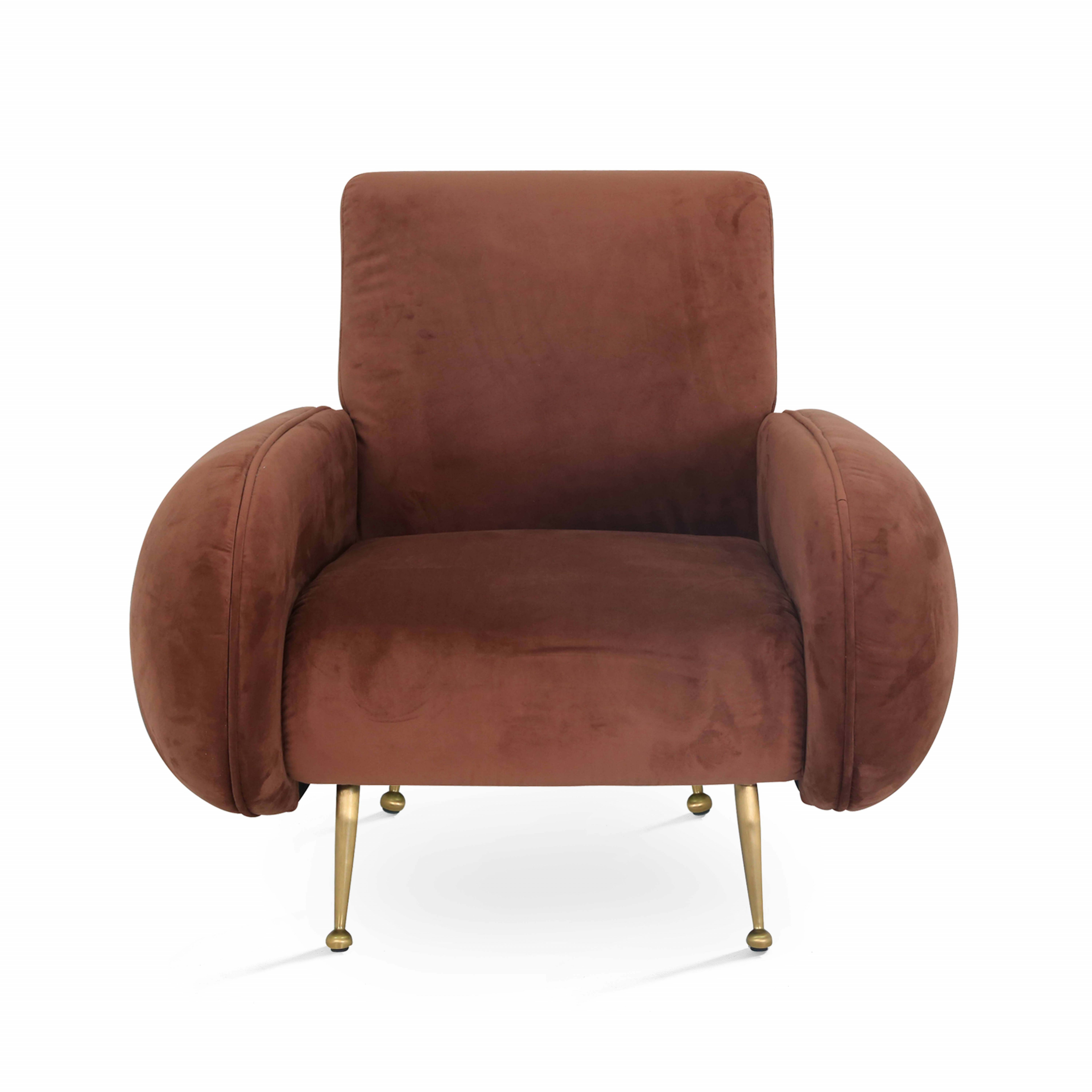 Fauteuil vintage en velours et structure en bois FSC