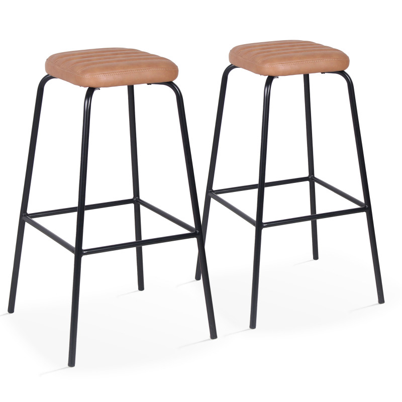 Lot de 2 tabourets hauts en cuir synthétique