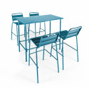 Ensemble table haute rectangulaire + 4 chaises hautes