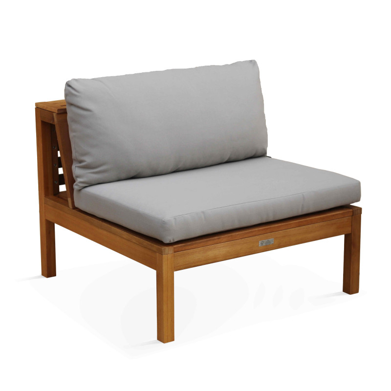 Fauteuil de jardin bas en bois d'eucalyptus