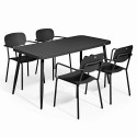 Table de jardin rectangulaire 150 x 75 cm avec 4 fauteuils en aluminium