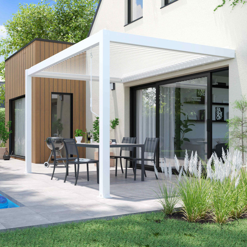 Pergola bioclimatique adossée 3x4 m en aluminium