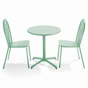 Table de jardin bistrot rabattable Ø70 x 72 cm et 2 chaises en métal