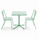 Table de jardin bistrot carrée inclinable 70 x 70 cm et 2 chaises en métal