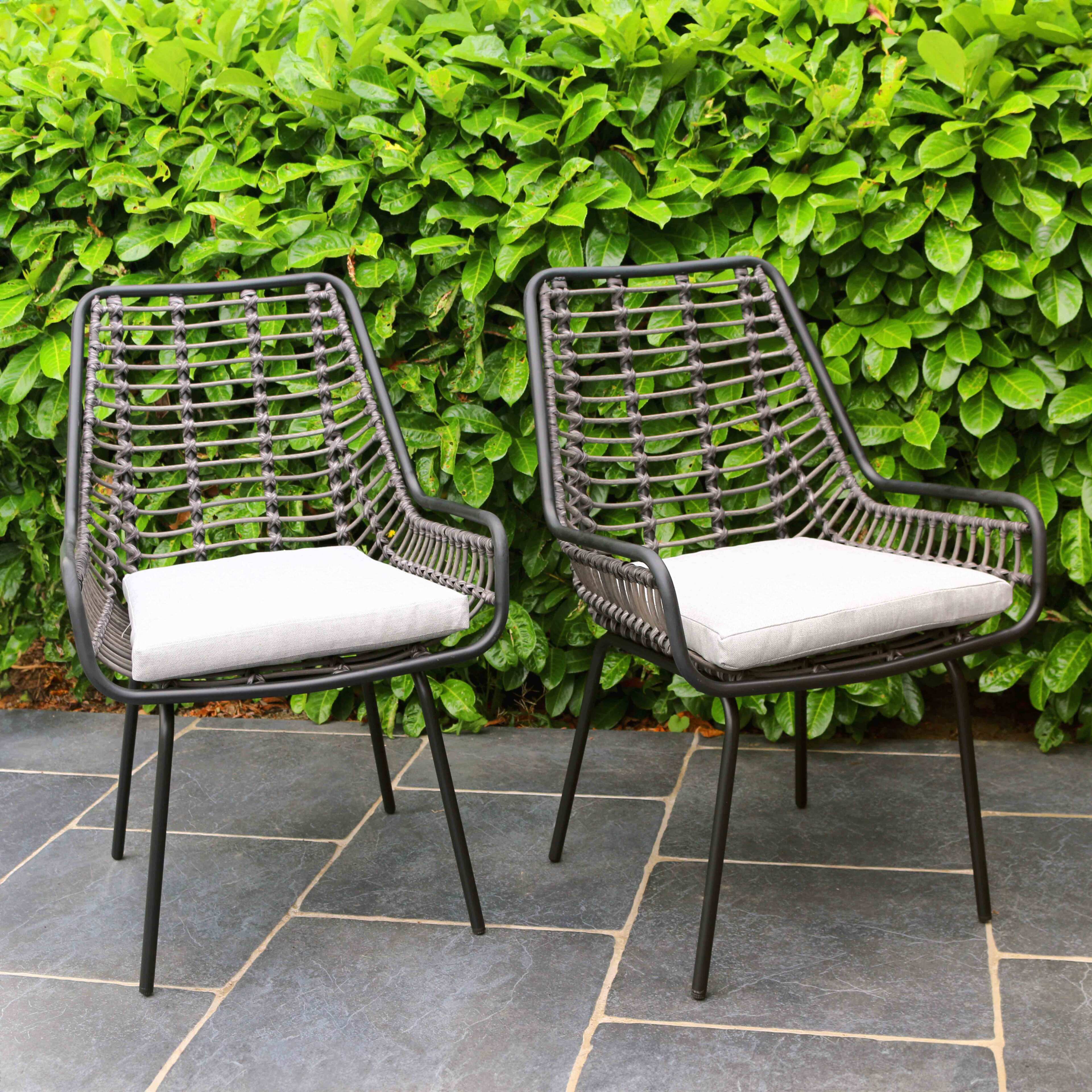 Lot de 2 Chaise de jardin avec coussins Fauteuil de Jardin