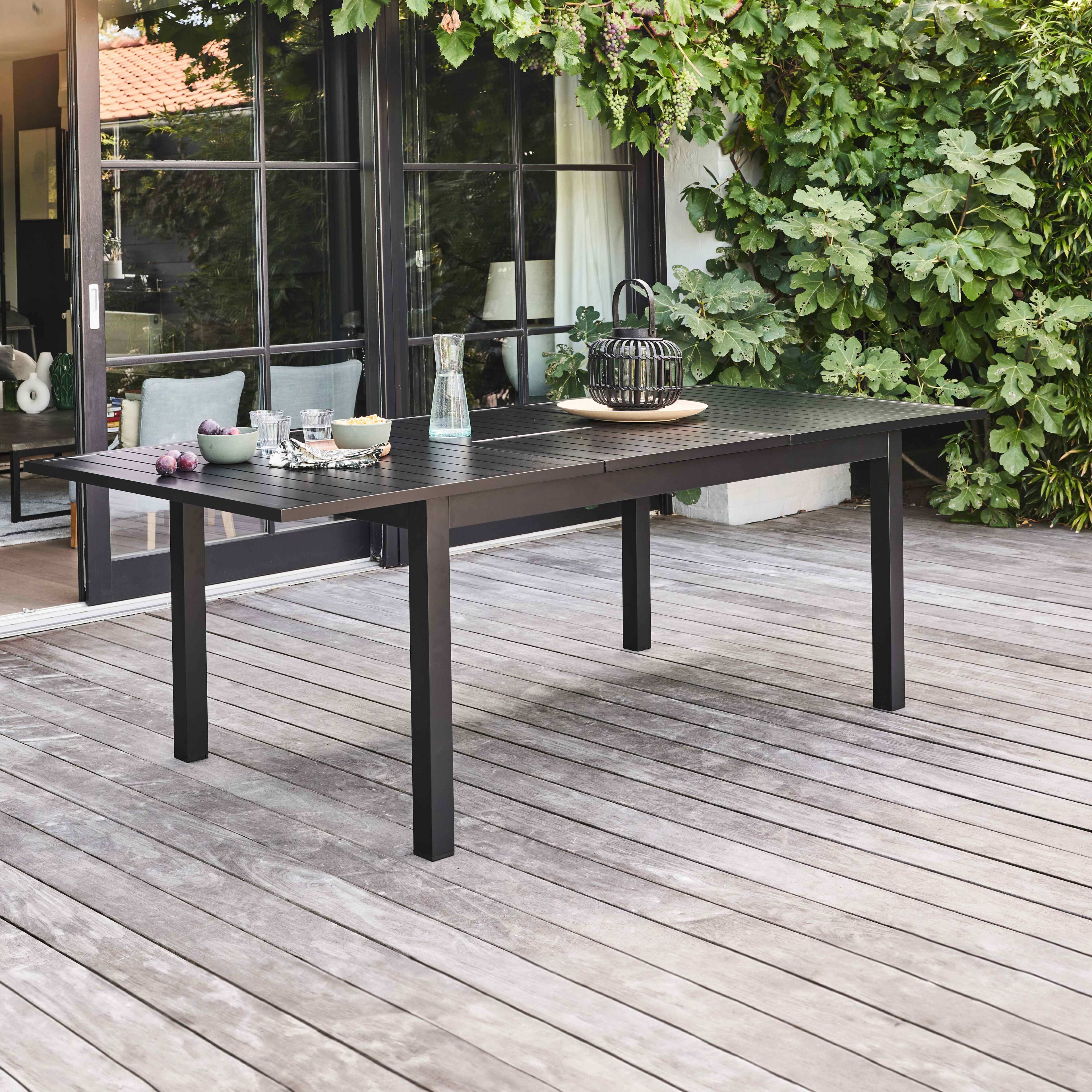 Table de jardin extensible en aluminium noir 4/8 places MODULO