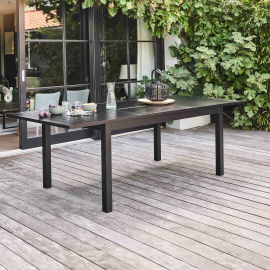 Table de jardin rectangulaire extensible 10 places bois clair