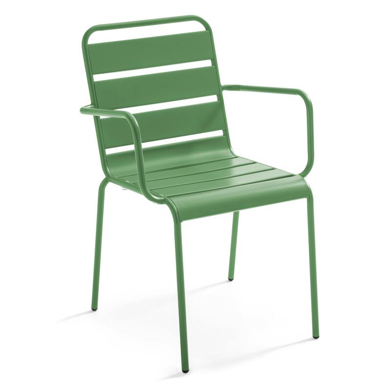 Chaise de jardin avec accoudoirs en métal