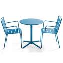 Table de jardin bistrot ronde  ⌀70 x 72 cm rabattable et 2 chaises avec accoudoirs en métal