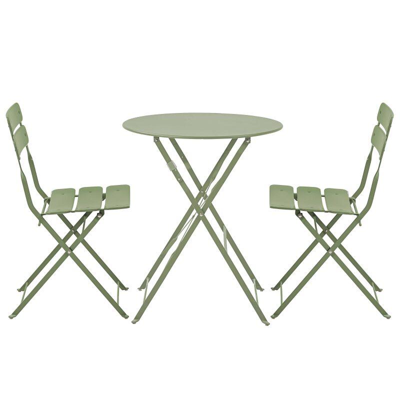 Table de jardin ronde rabattable ⌀60 x 72 cm et 2 chaises pliantes en métal