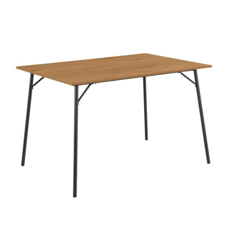 Table rectangulaire en acier et MDF effet chêne