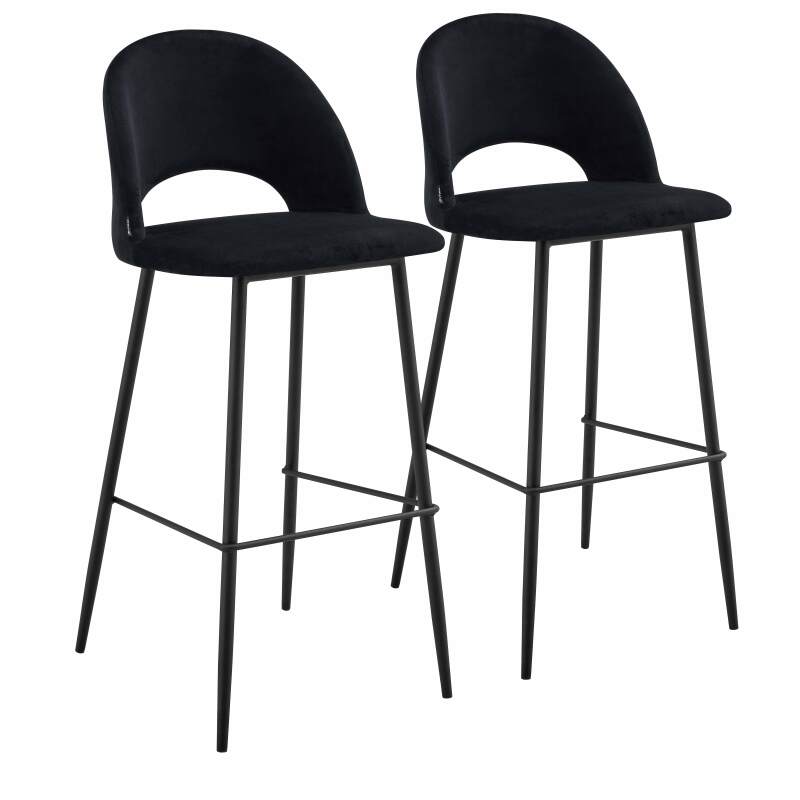 Lot de 2 chaises hautes en métal et velours