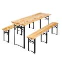 Ensemble table et 2 bancs pliants en bois 180 cm