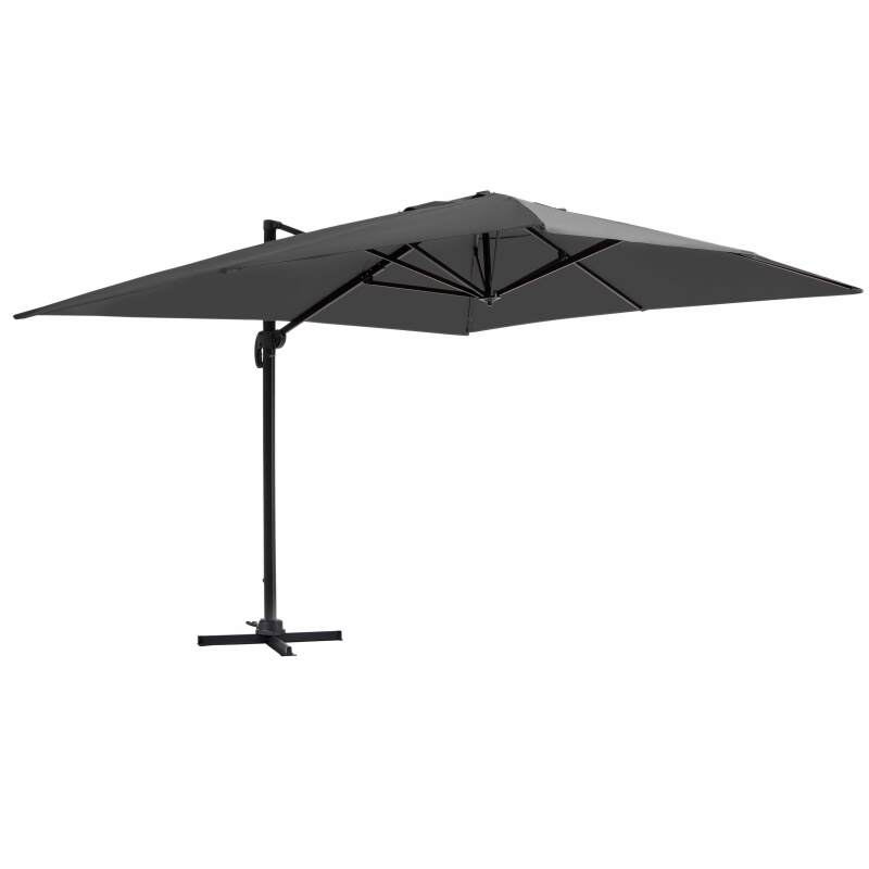 Parasol déporté rectangulaire inclinable et rotatif 360° (4 x 3m)