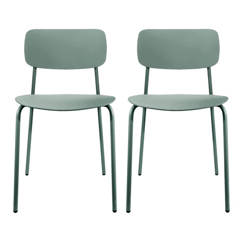 Lot de 2 chaises contemporaines en acier et plastique