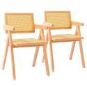 Lot de 2 chaises avec accoudoirs en rotin naturel et bois massif FSC®