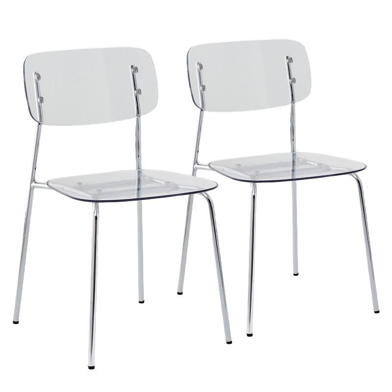 Lot de 2 chaises transparentes en acier et en PET