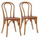 Lot de 2 chaises style bistrot en bois d'orme foncé