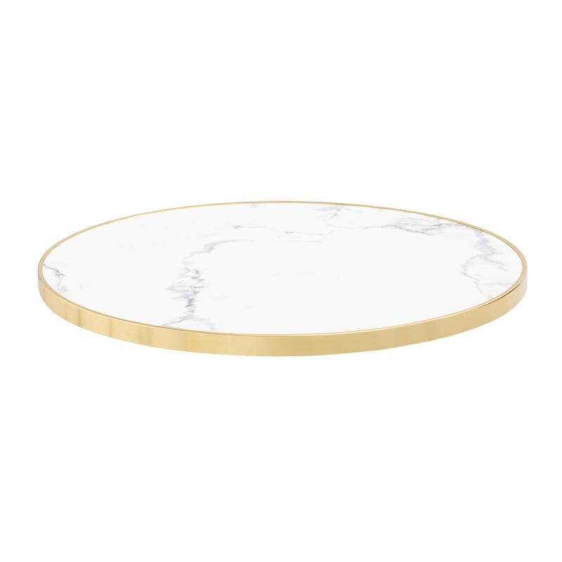 Plateau de table rond en mélaminé avec cerclage en aluminium ⌀60 cm