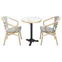 Table de terrasse en contreplaqué stratifié avec bord en aluminium ⌀60 cm et 2 chaises style bistrot parisien