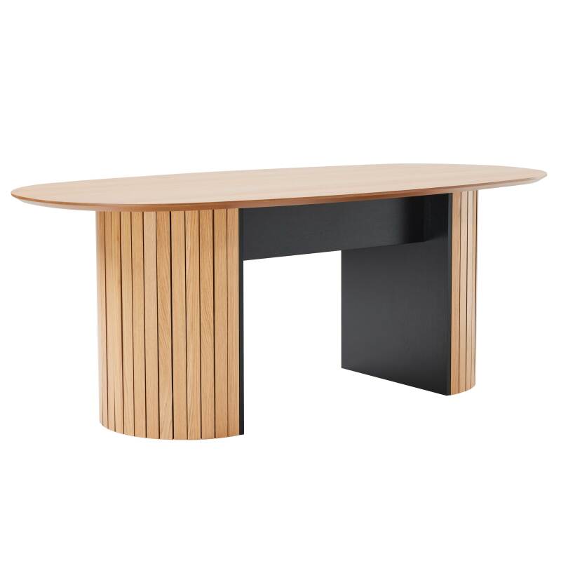 Table à manger avec plateau en MDF plaqué chêne FSC® 10 personnes