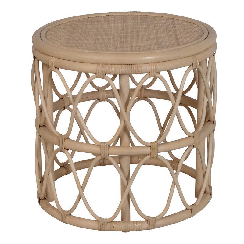 Table basse ronde en rotin naturel