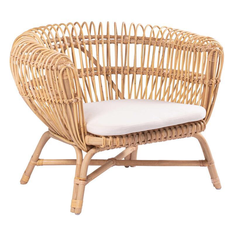 Fauteuil ajouré en rotin naturel