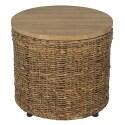 Table d'appoint ronde en rotin avec coffre de rangement