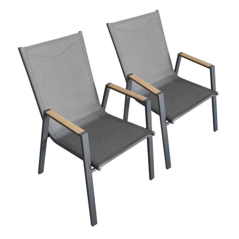 Chaise de jardin en aluminium et textilène - Lot de 2