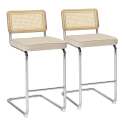 Lot de 2 chaises hautes en acier et velours 