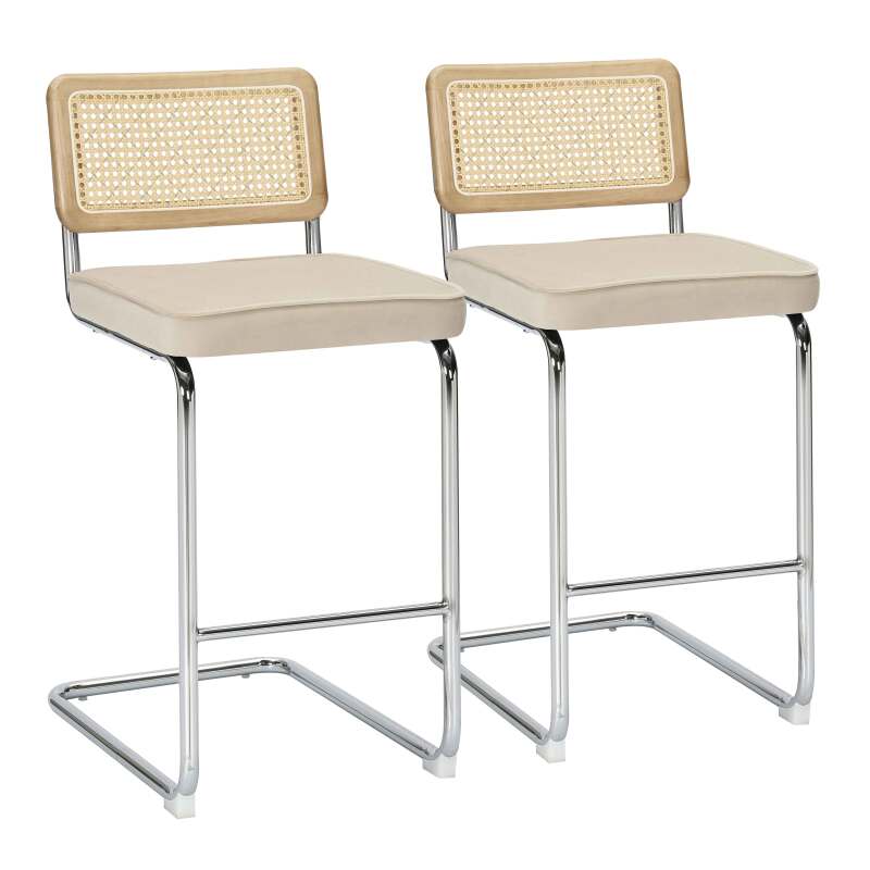 Lot de 2 chaises hautes en acier et velours 