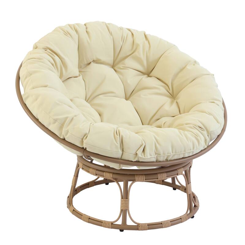 Fauteuil papasan en acier et rotin synthétique avec coussin