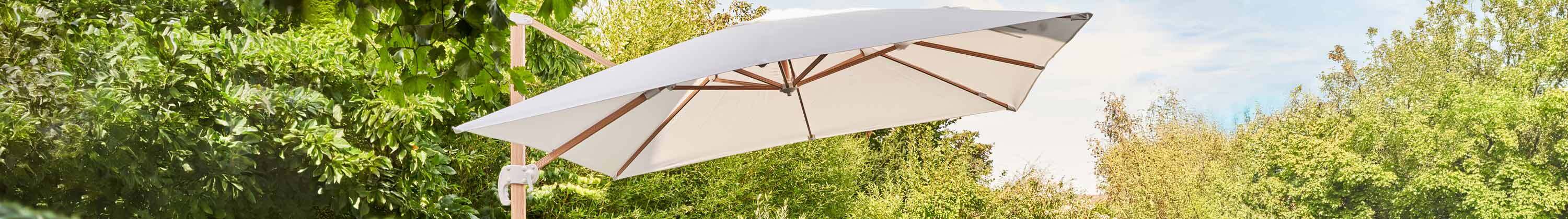 parasol déporté aluminium effet bois