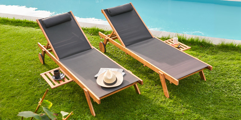 Bain de soleil en bois et tissu