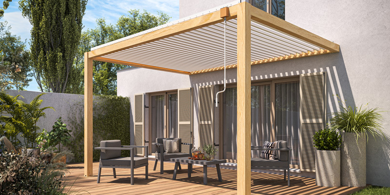 pergola bioclimatique effet bois