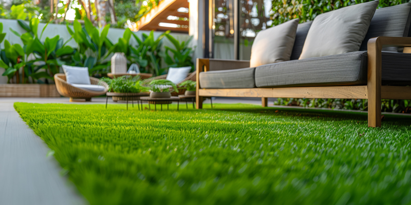 Aménagement de terrasse avec du gazon synthétique