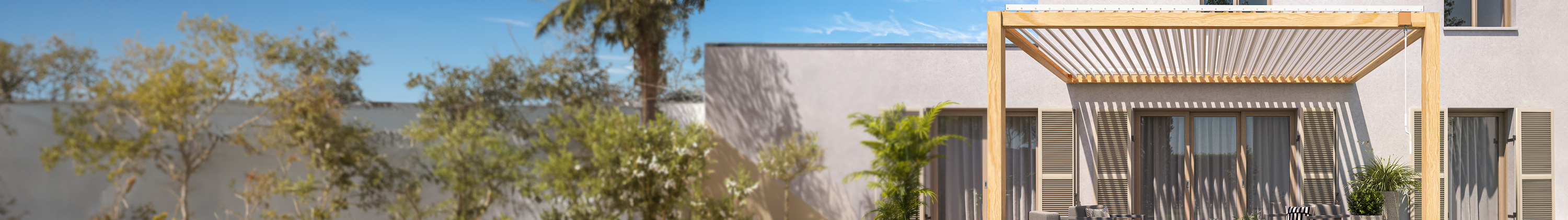 pergola bioclimatique adossée en aluminium décor bois